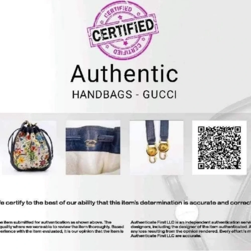 Vintage Gucci Floral Print Bucket Bag - Navy and Multicolor - Picture 8 of 8